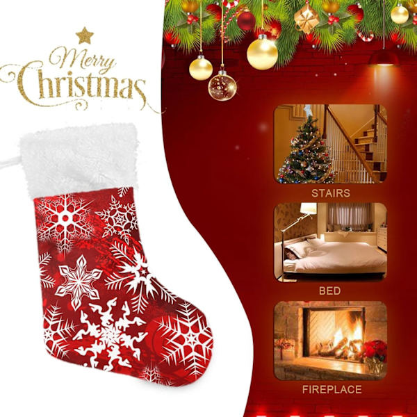 Julklapp, Personliga Julklappsstrumpor 2-pack Röd Snöflinga Jul 45,7 cm Julstrumpor Hängande Ornament Eldstad för Bygg