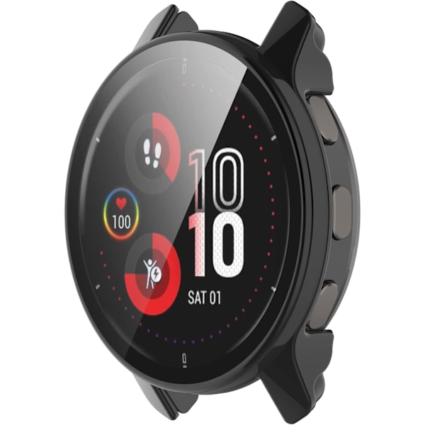 Smartwatch Full Coverage PC Skyddsfodral med Härdat Glas Skärmskydd Kompatibelt med Garmin Venu 2 Plus, Mjukt och Tåligt svart PC