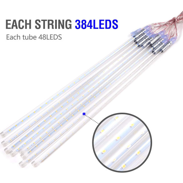 Meteorskur Ljus, 50cm 8 Rör LED Fallande Regn Drop Istapp Snöre Ljus för Julgran Halloween Dekoration Semesterfest Bröllop (50cm,