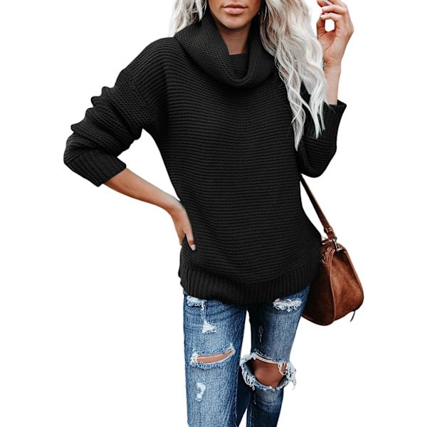 Dam Casual Turtleneck Oversized Tröjor Pullover Batwing Långärmad Chunky