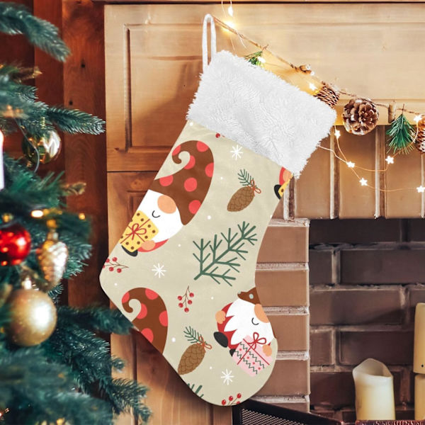 Julstrumpa, Personliga Julstrumpor Set med 2 Traditionella Tomte Jultomtar 45,7 cm Julstrumpor Hängande Ornament Ka