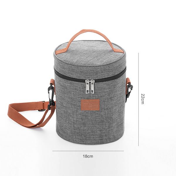 Lunchväska isolerad lunchlåda kan användas för arbete resor utomhus stor kapacitet lunchväska tjock aluminiumfolie isolerad lunchlåda Light gray Round style
