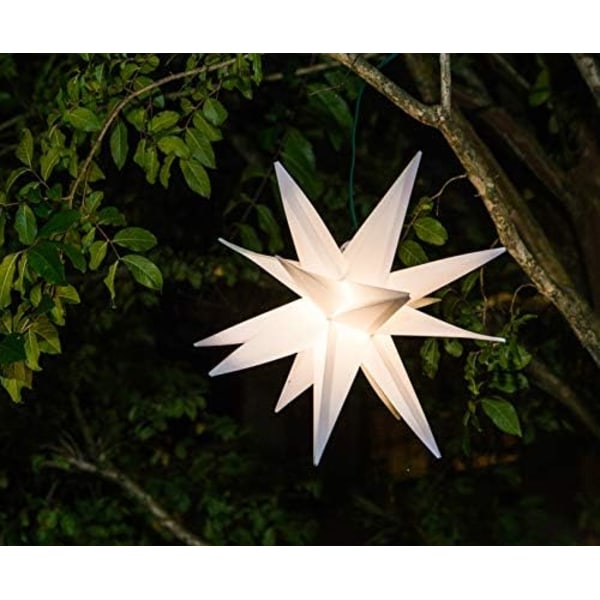 12\" Moravian Star Tretopp - Enkel montering. Vakker lysende hvit 3D