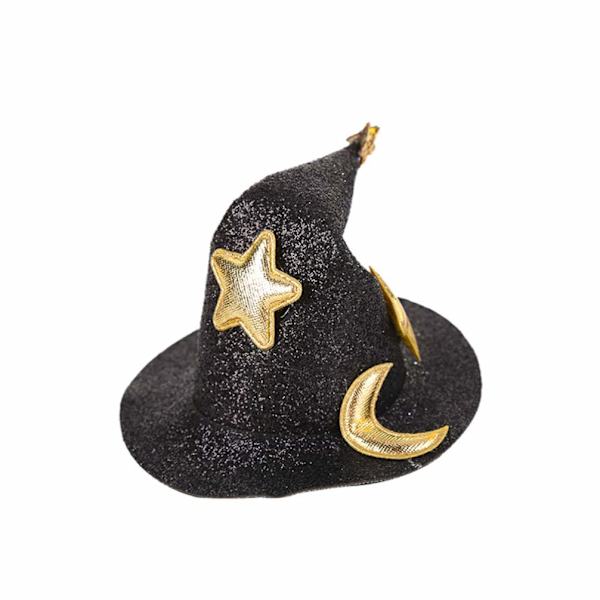 4 stk Mini Topplue Hårklips Glitrende Stjerne Måne Halloween Heks Hårspenne