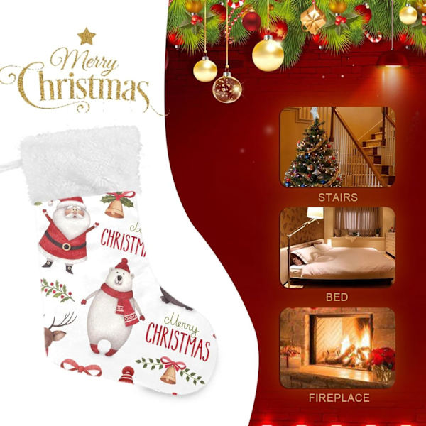 Julklapp, personliga julklappsstrumpor 2-pack Jul Tomten Isbjörn Pingvin 45,7 cm Julstrumpor Hängande Ornament K