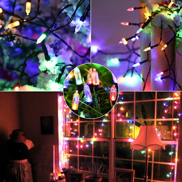 Batteridrevne julelys, 33ft 100LED batteridrevne minilys 8 lysmoduser timer vanntett for hjem, hage, fest, ferie,