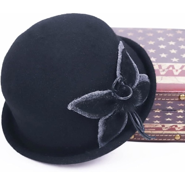 Dam vinterhatt - Vintage ull cloche hinkhatt 1950-tal 20-tal