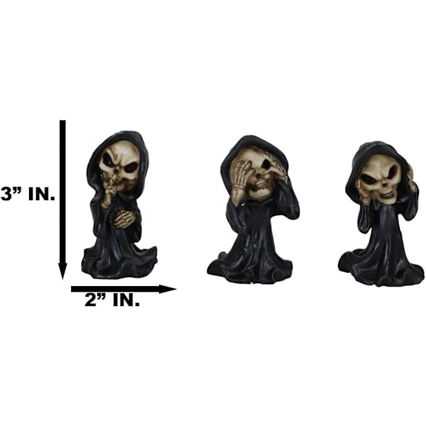 Ebros Gave Gotisk Alkymi Nekromanti Magi Se Høre Tale Intet Ondt Grim Reaper Skelet Figurer Chibi Sæt af 3     Dekor Ossuarium Kirkegård