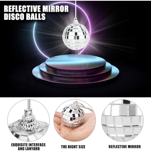Spegeldiscobollar för jul- och festdekorationer (8-pack)