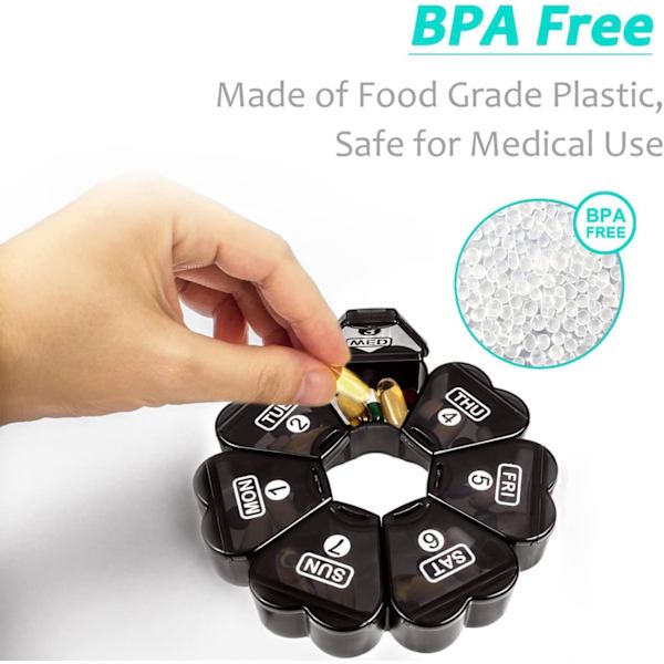 Lpill Organizer 7 dagar, Remtise bärbar daglig pillerfodral