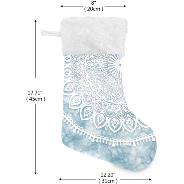 Julklapp, Personliga Julklappsstrumpor 2-pack Söt Abstrakt Blå Mandala 45,7 cm Julstrumpor Hängande Ornament Eldstad för Ba