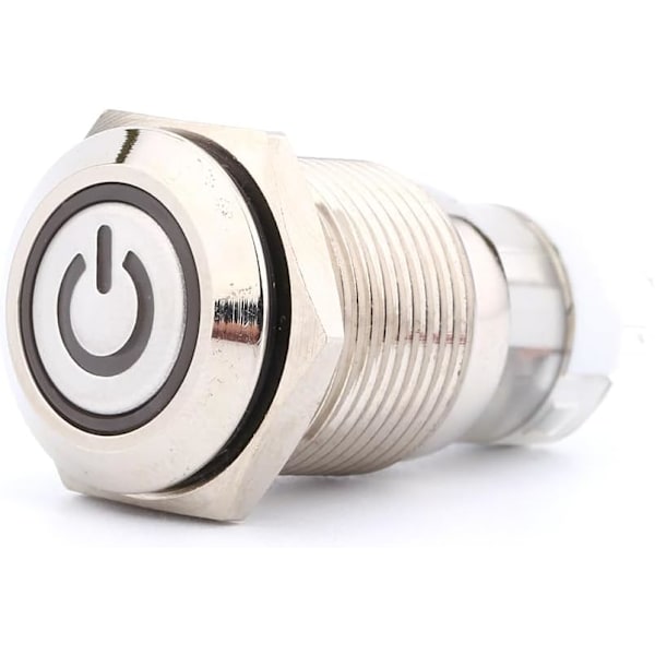 16mm LED-knappomkopplare - Metall, 1NO 1NC, 12V, Grönt ljus