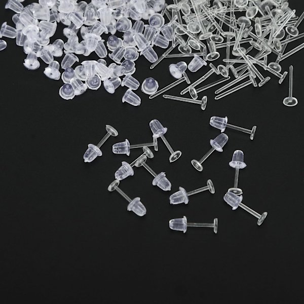 3mm Usynlige Plastik Øreringe Blanke Pins Stud