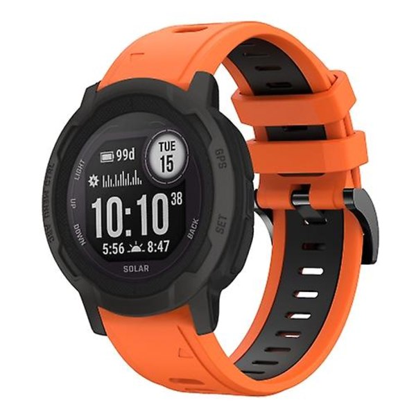 Tvåfärgat sportarmband i silikon för Garmin Instinct 2 22 mm QTL Orange-Black