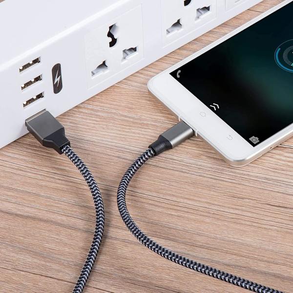 USB-laddningskabel - [3,2M Pack] Flätad USB-laddare i nylon