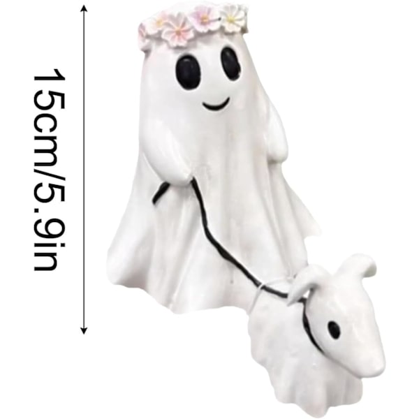 Spøgelsesgåhundestatue, 2024 Nye Spooky Ghosts Gå Hans Hund,     Figurin Dekorationer, Sjov Hjem Bordplade Dekor Indendørs Udendørs (A) A