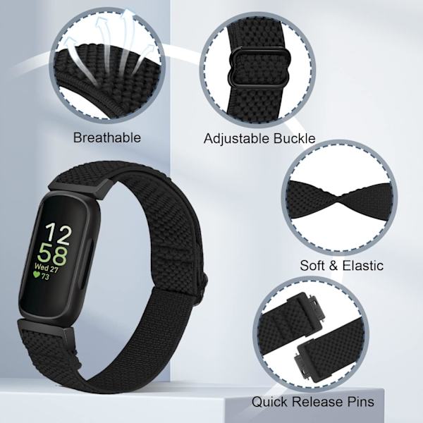 Justerbare elastiske remmer for Fitbit Inspire-serien (2-pakning)