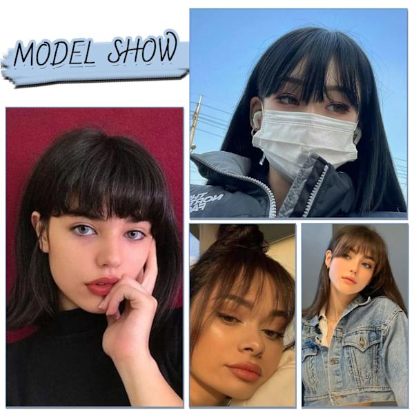 100 % äkta människohår Wispy Bangs Clip i hårförlängningar Fake Bangs
