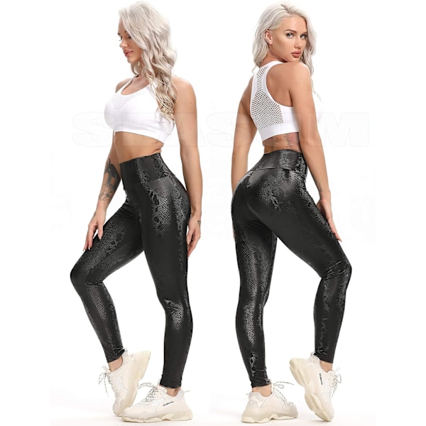 Kvinnors Leggings i konstläder Byxor PU Elastiskt formande höft