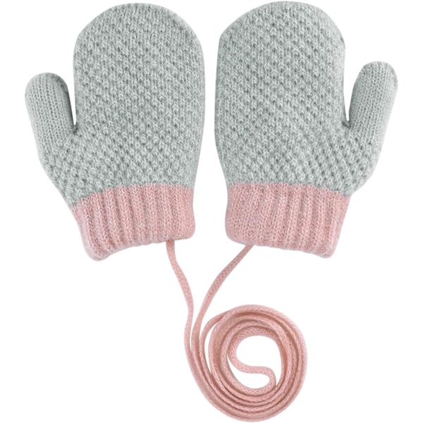 Söta vantar för småbarn med snöre - Varma handskar med full finger