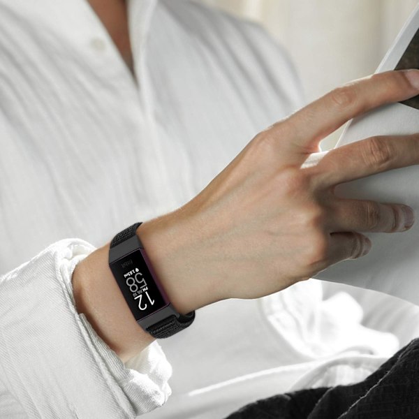 Nylon urrem kompatibel med Fitbit Charge 4/Charge 3/SE, blød
