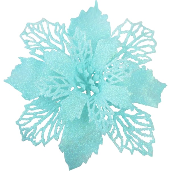 12 st 6,3 tum Glitter Julblommor Färgglada Blå Julstjärna