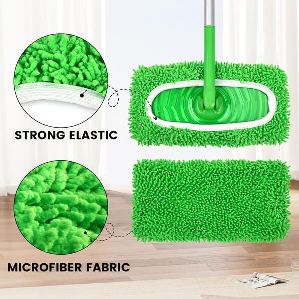6 stk. genanvendelige mikrofiber moppepuder kompatible med Sweeper Mop, erstatnings vådmoppepude genopfyldninger og vaskbare tørre fejeklude til