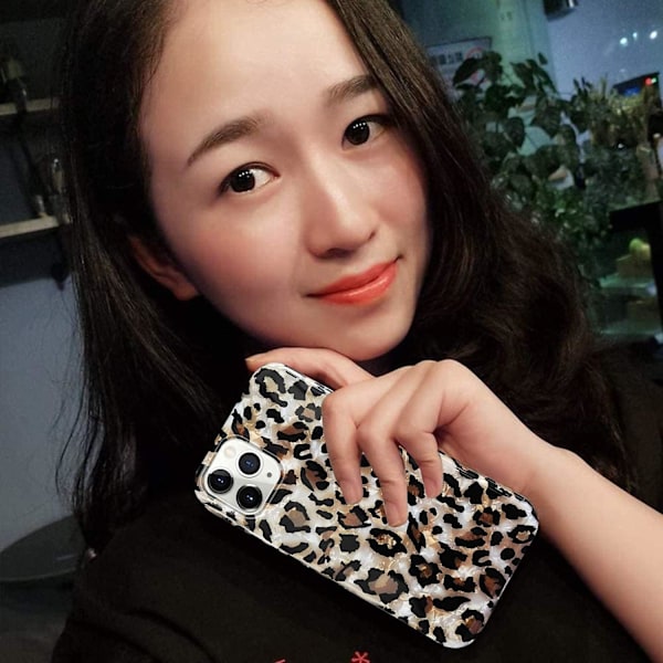 iPhone 14 Pro Cover, Luksus Glitrende Klar Leopard Silikone Cover, 6.1 ih Cheetah Design til Piger & Kvinder Bling