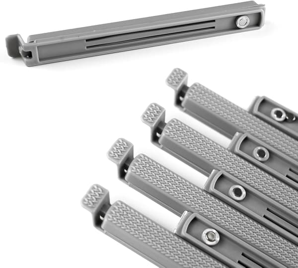 Stor grå madforseglingsclips, plastikpose, snackposeforsegler, snackclips, 20 stk.
