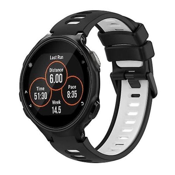 For Garmin Forerunner 735 / 735xt To-farvet silikoneurrem GON Black-White