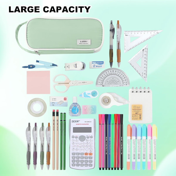 ncil Cse Lrge Zipr ncil Pouch for Girls Kids Teens dults esetic ncil Bg Sttionery Orgnizer n ncil Cse wi Hndle for hool C-Green