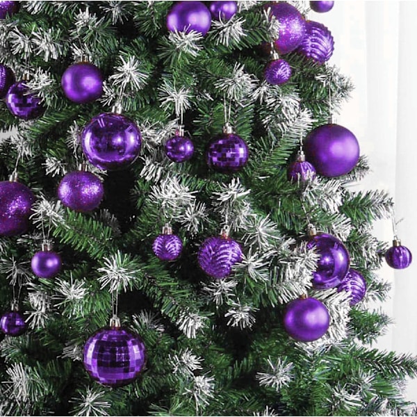 Julgransprydnader - Lila julgranskulor set för jul,