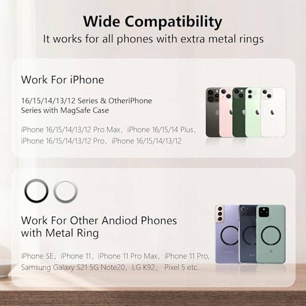 Magnetiskt Telefonställ, MagSafe iPhone Ställhållare för Skrivbord med 360° Roterande Metallbas, Vikbart Mobiltelefonställ Kompatibelt med iPhone 16 15 14 13