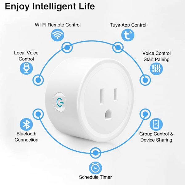 Wifi Smart Plug, Bibikoo Lokal Stemmestyring, Fjernbetjening Tuya