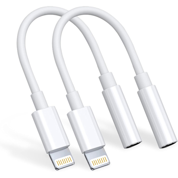 [2-pack] Hörlursadapter för iPhone Dongle Aux Audio Jack