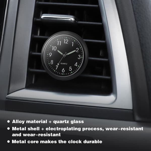 Bilklocka - Mini Quartz Analog Klocka för Fordonsinstrumentbräda med Luftventilklämma för Inredning - Liten Väggklocka Heminredning