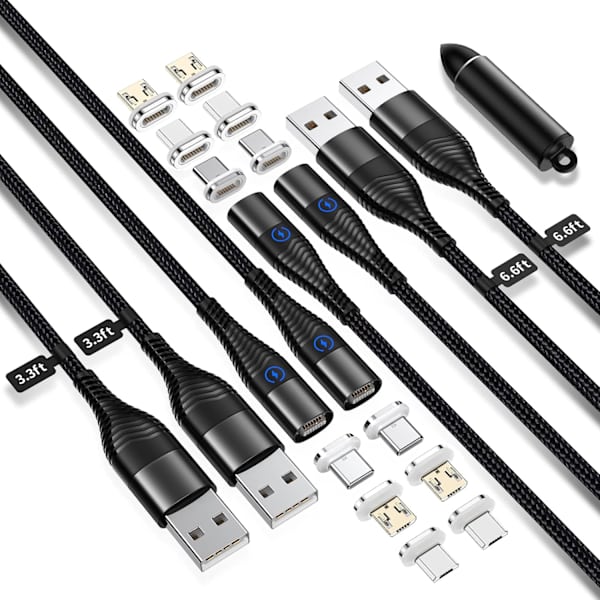 3 i 1 magnetisk laddningskabel, multimagnet USB-kabel för typ
