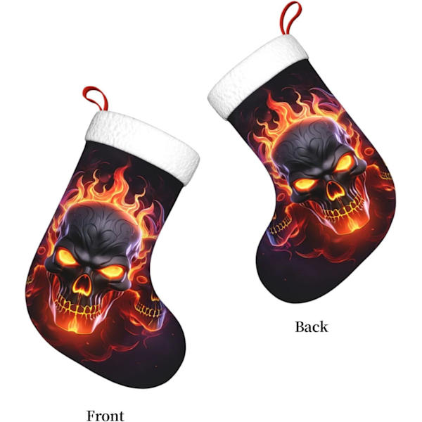 Flaming Skulls Mörka Rymden Julstrumpor 17,7 tum, Mjuka Julstrumpor Klassiska Presentbehållare för Festlig Semesterbrask Dekorationer Familj
