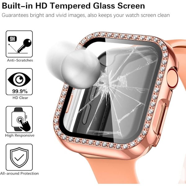 Hårt fodral för Apple Watch 42 mm, Bling Diamonds med skärmskydd