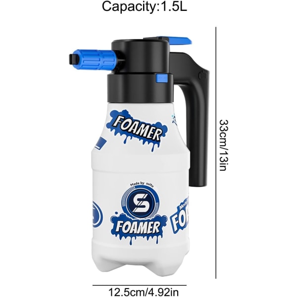 Skumsprayer Bilvask | Elektrisk Skumkanon Bilvaskesæt - 1,5L Håndholdt Skumsprayer Rig Skum, USB-opladning Skumsprayer Til Bil, Hjemmerengøring