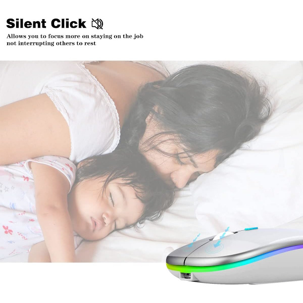 Trådløs Bluetooth-mus. Led Slim Genopladelig