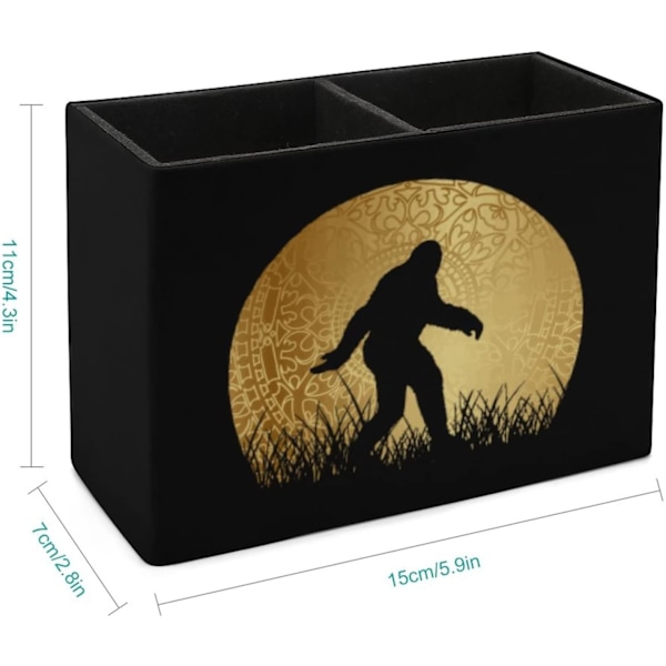 Bigfoot Ssqutch Golden Moon n Hållare 2 Fack ncil Cup Orgnizer Mkeup Brush Storge Box Cse Stnd för Kontor Skrivbord stil stil