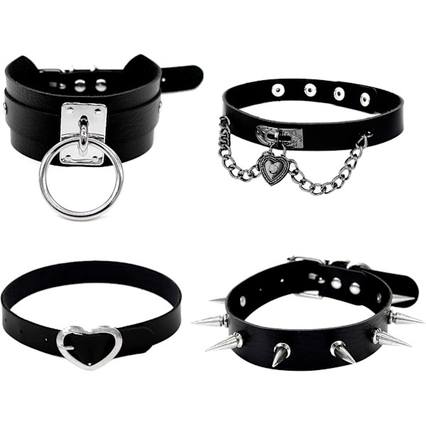 Gotisk smykke - Goth PU skinn choker halskjeder for kvinner - Hjerte punk