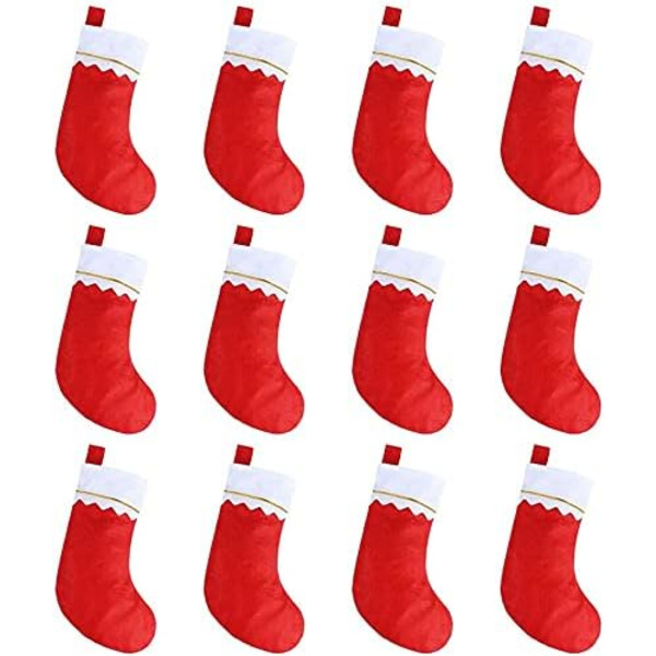 BleSky 12 st julstrumpor 15\" röda filt julstrumpor, jul