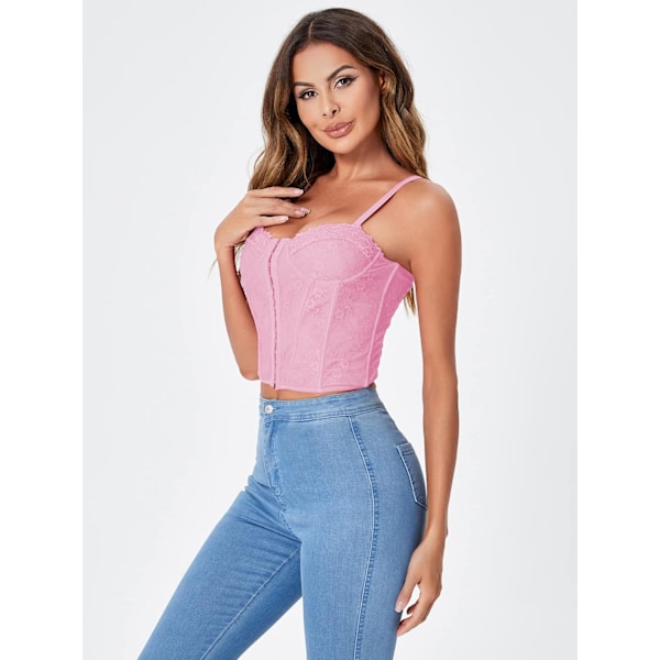 Dam Spets Bustier Korset Top Spaghetti Armband Criss Cross