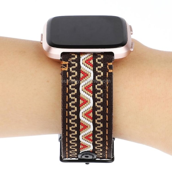 For Fitbit Versa Etnisk Stil Ægte Læder Watch Band LEQ Bohemia