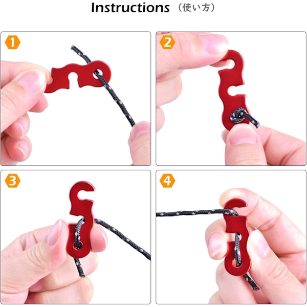 Guyline Cord Adjuster - 6 stk. aluminiumslegering repstrekkere for camping