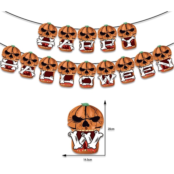 Halloween Dekoration Sæt Kranie Græskar Latex Balloner Spøgelse Tema Fest Dekoration Tilbehør med Kage Topper og Banner Orange Orange