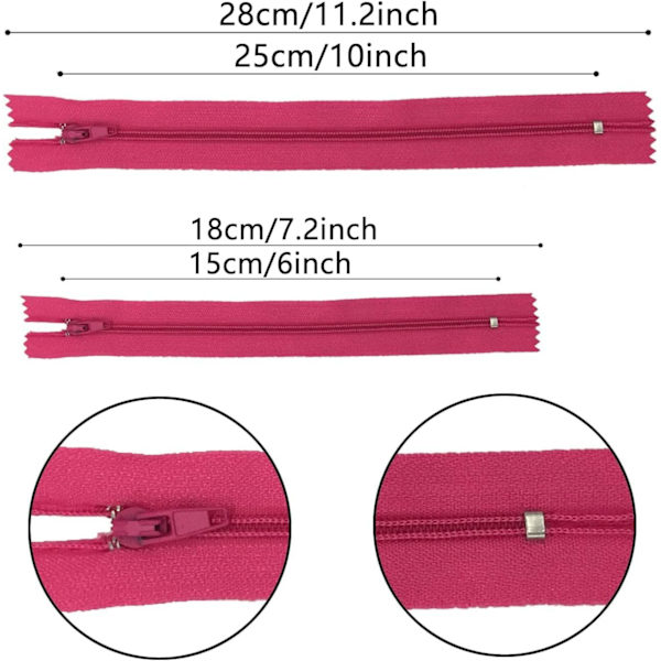 Flerfärgade nylon-spiralblixtlås - 48 st 6 tum och 10 tum blixtlås för sömnad och hantverk (24 färger)