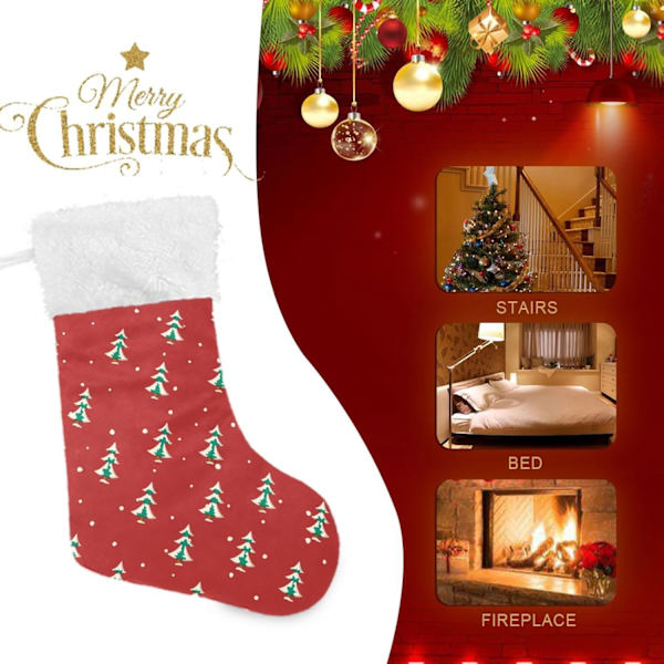 Julklapp, Personliga Julklappsstrumpor 2-pack Söt Grön Julgran Röd 45,7 cm Julstrumpor Hängande Ornament Eldstad för